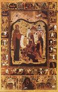 Our Lady of Bogolijubovo with Saint Zocime and Saint Savvatii and Scenes from their Lives